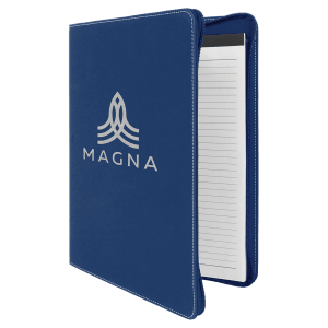 Blue/Silver Leatherette Portfolio with Zipper