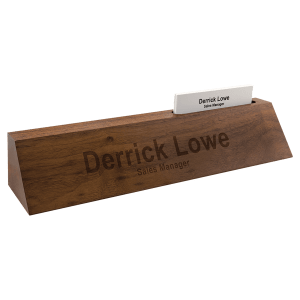 Genuine Walnut Desk Wedge with Business Card Holder