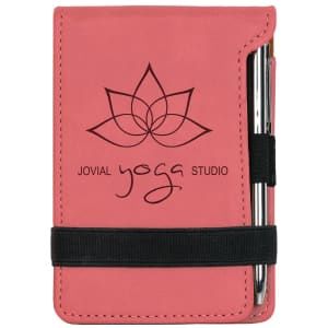 Pink Leatherette Mini Notepad with Pen