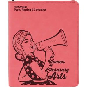 Pink Leatherette Portfolio with Zipper