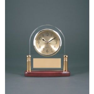 Rosewood Finish Arch Glass Clock