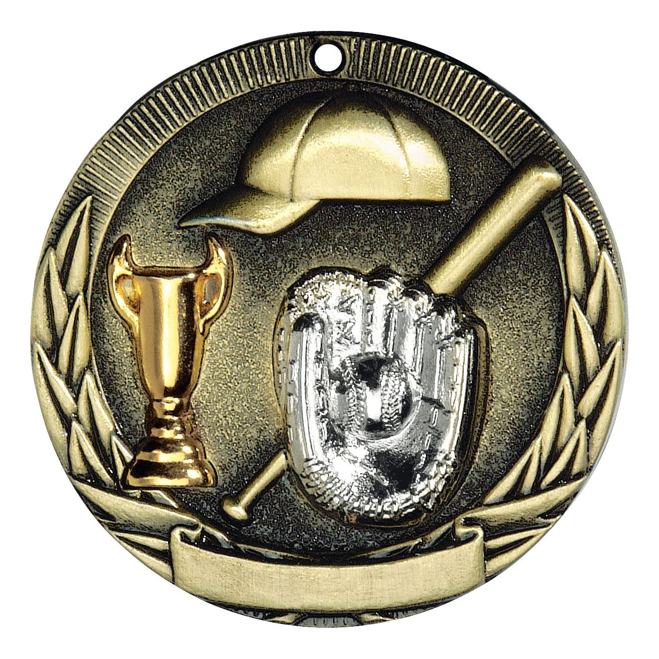 Tri-Colored Medal, Baseball, Gold