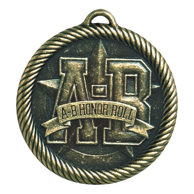 Value Medal, A-B Honor Roll, Gold, 2"