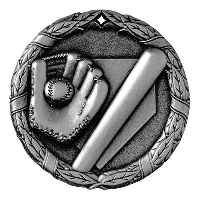 XR Medal, Baseball, Silver, 2"