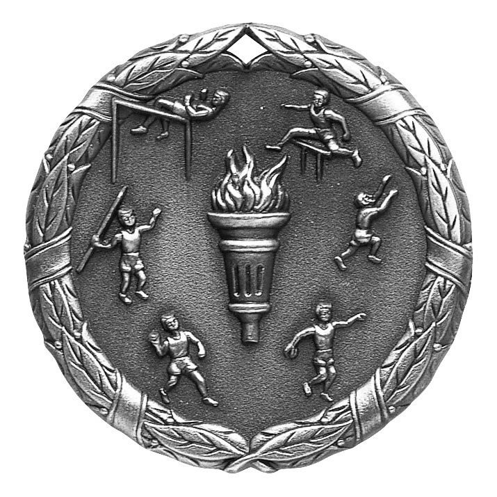 XR Medal, Track &amp; Field, Silver, 2"