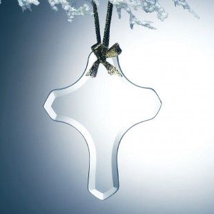 Beveled Jade Glass Ornaments-Cross