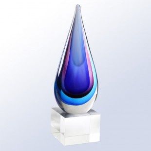 Blue/Green Teardrop Award 9" H
