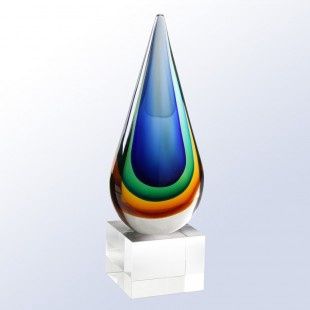 Blue/Amber Teardrop Award 14"H