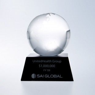 Clear Ocean Globe w/ Black Aluminum Base