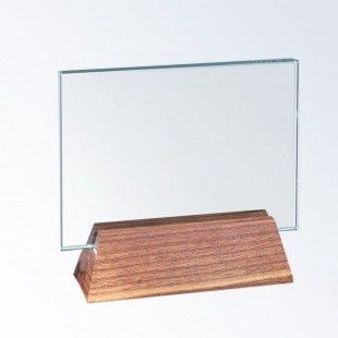 Horizontal Rectangle W/ Slant Walnut Base - Small