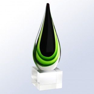 Green Teardrop Award 11"H