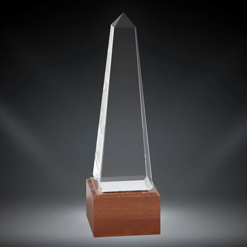 Lighthouse Crystal on Wood Base