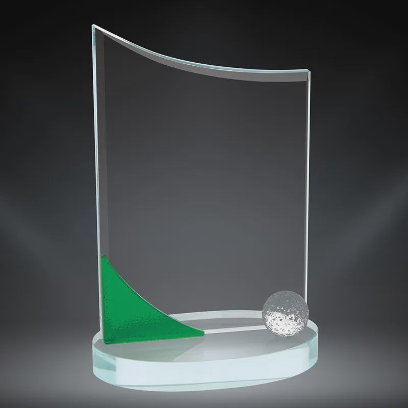 Wave Golf Glass with Green Accent