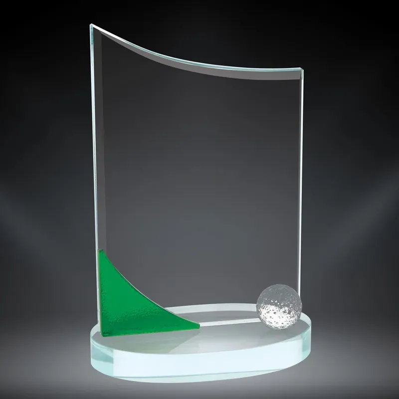 Wave Golf Glass with Green Accent