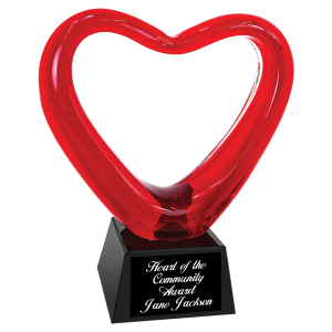 Red Heart Art Glass with Black Base
