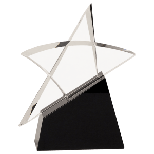 Small Clear Crystal Outline Star on Black Base
