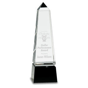 Obelisk Crystal on Black Pedestal Base