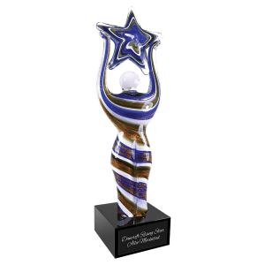 Glass Figure with Star and Black Base