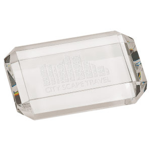 Crystal Rectangle Paperweight with Clipped Corners