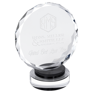 Large Round Facet Crystal on Black &amp; Clear Round Base