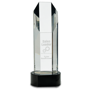 Large Octagon Slant-Top Crystal on Black Pedestal Base