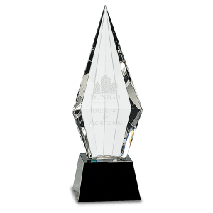 Obelisk Facet Crystal on Black Pedestal Base