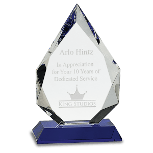 Small Diamond Crystal on Blue Pedestal Base