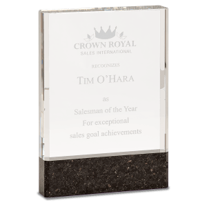Medium Clear Fusion Crystal Award with Genuine Black Marble