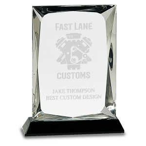 Medium Clear Crystal Rectangle on Black Base