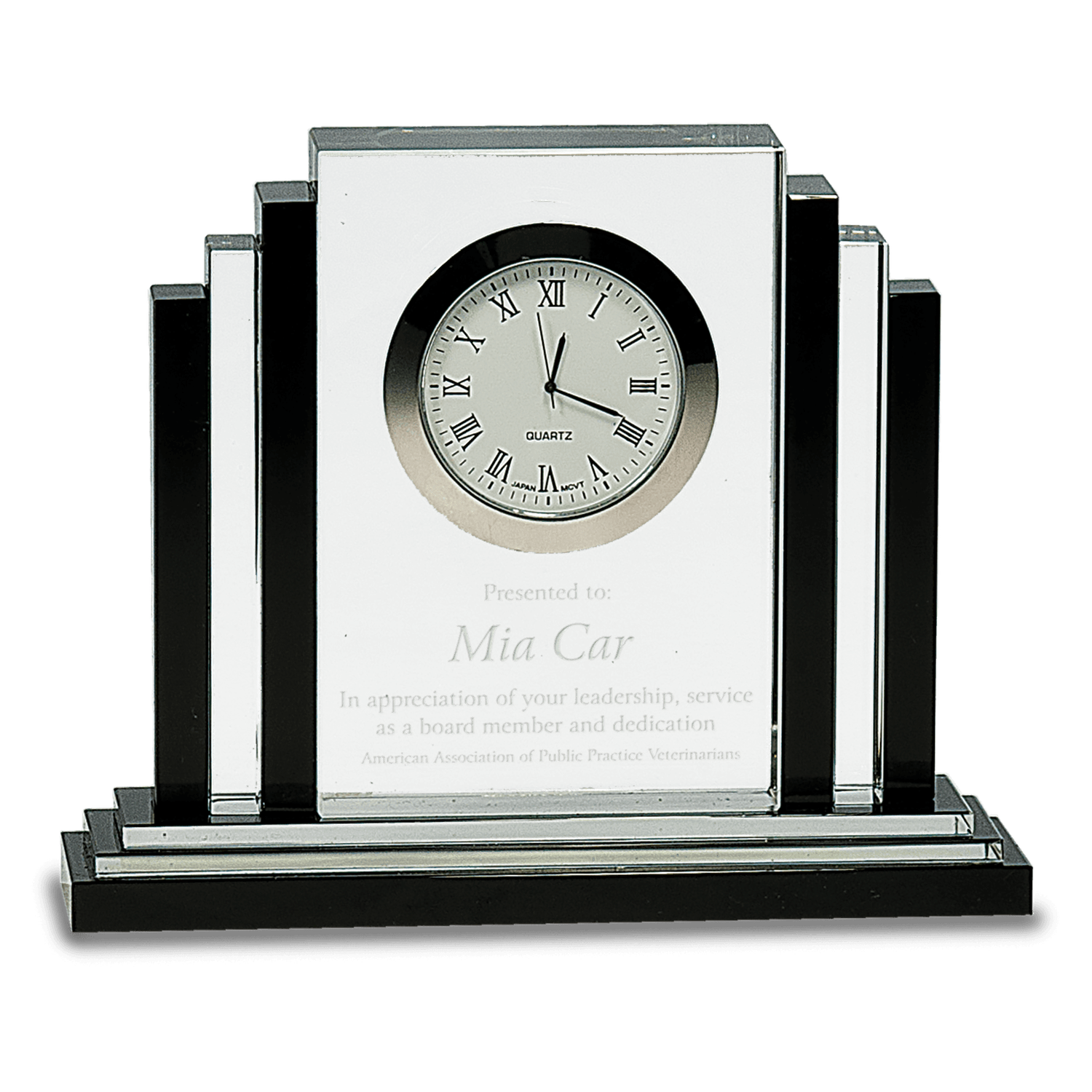 Clear Crystal with Clock and Black Crystal Trim