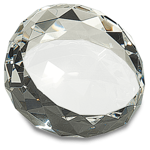 Large Clear Round Crystal Facet Paperweight