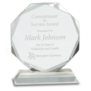 Small Clear Crystal Octagon on Clear Pedestal Base