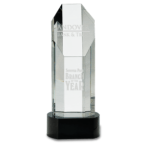 Small Octagon Slant-Top Crystal on Black Pedestal Base