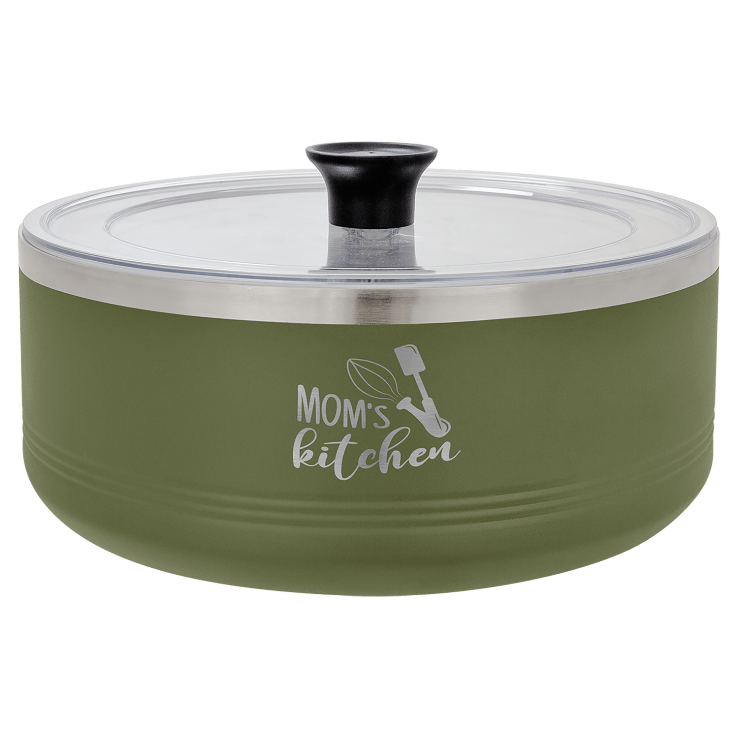Olive Green 3 Quart Polar Camel Serving Bowl with Lid