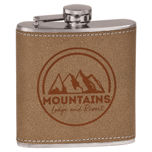 White Leatherette 6 oz. Stainless Steel Flask