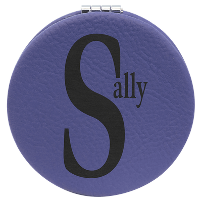 Purple Leatherette Compact Mirror