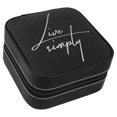 Black/Silver Leatherette Travel Jewelry Box with Black Lining