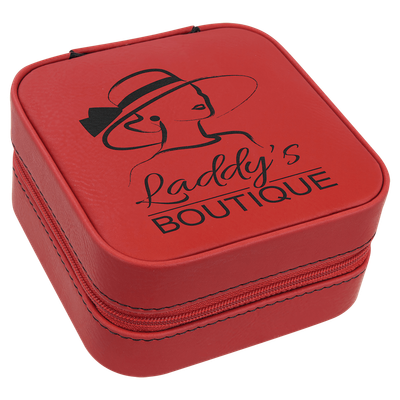 Red Leatherette Travel Jewelry Box with Black Lining