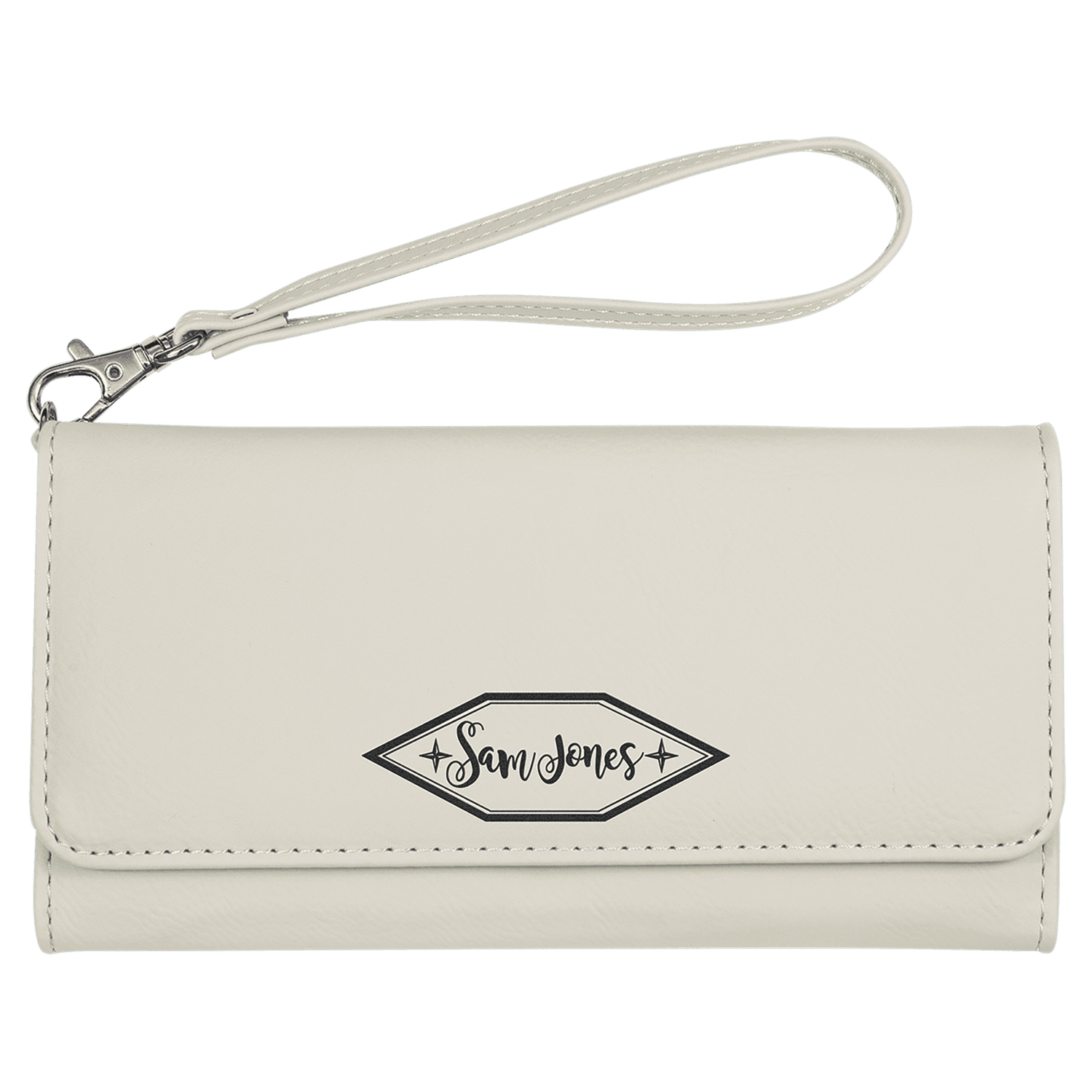 White Leatherette Wallet with Strap