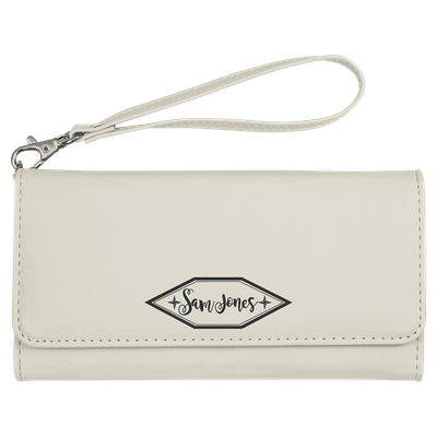 White Leatherette Wallet with Strap