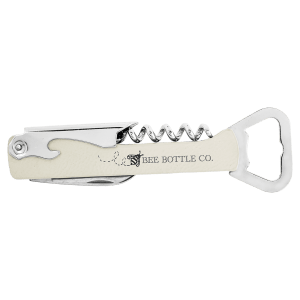 White Leatherette Wine Bottle Opener