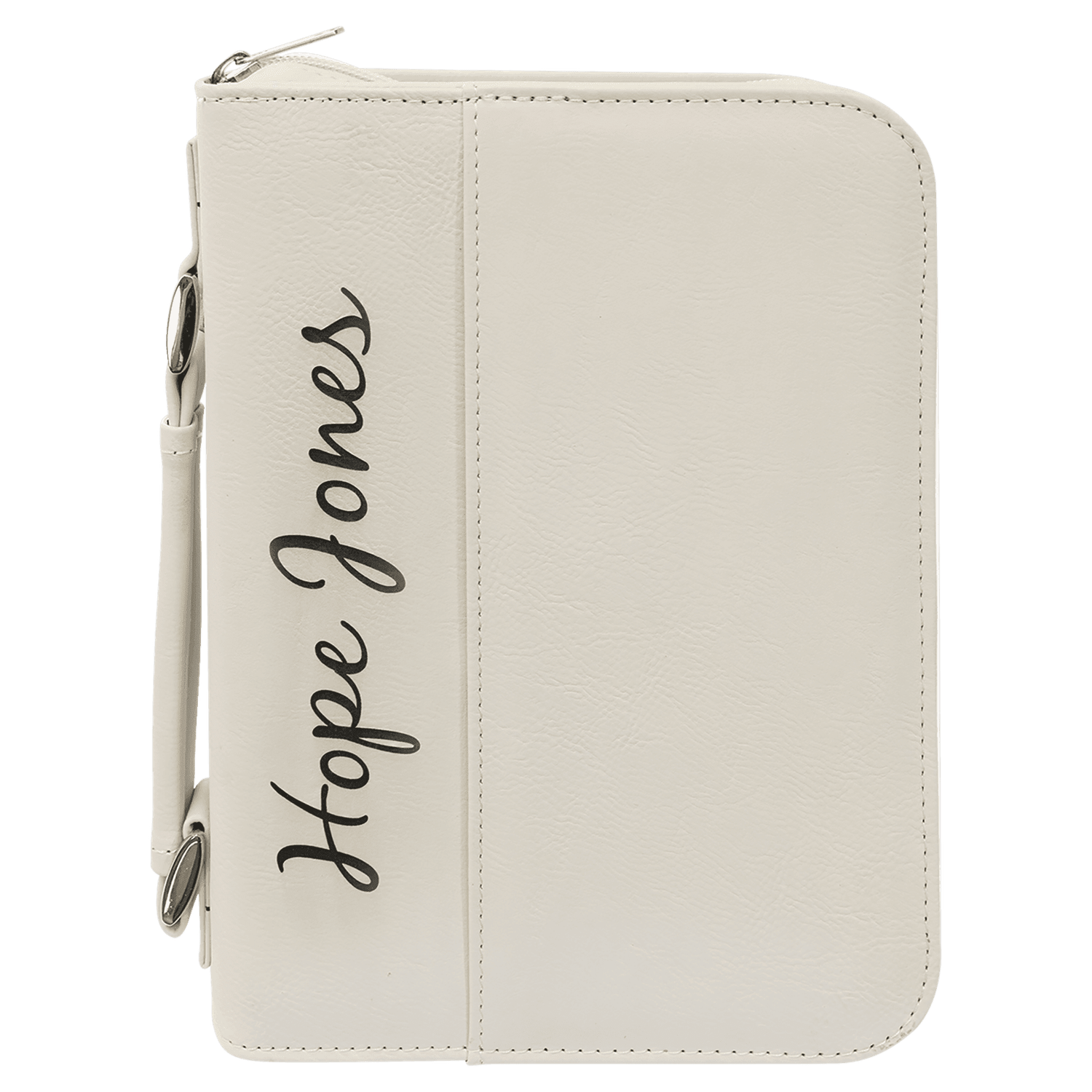 White Leatherette Book/Bible Cover with Zipper