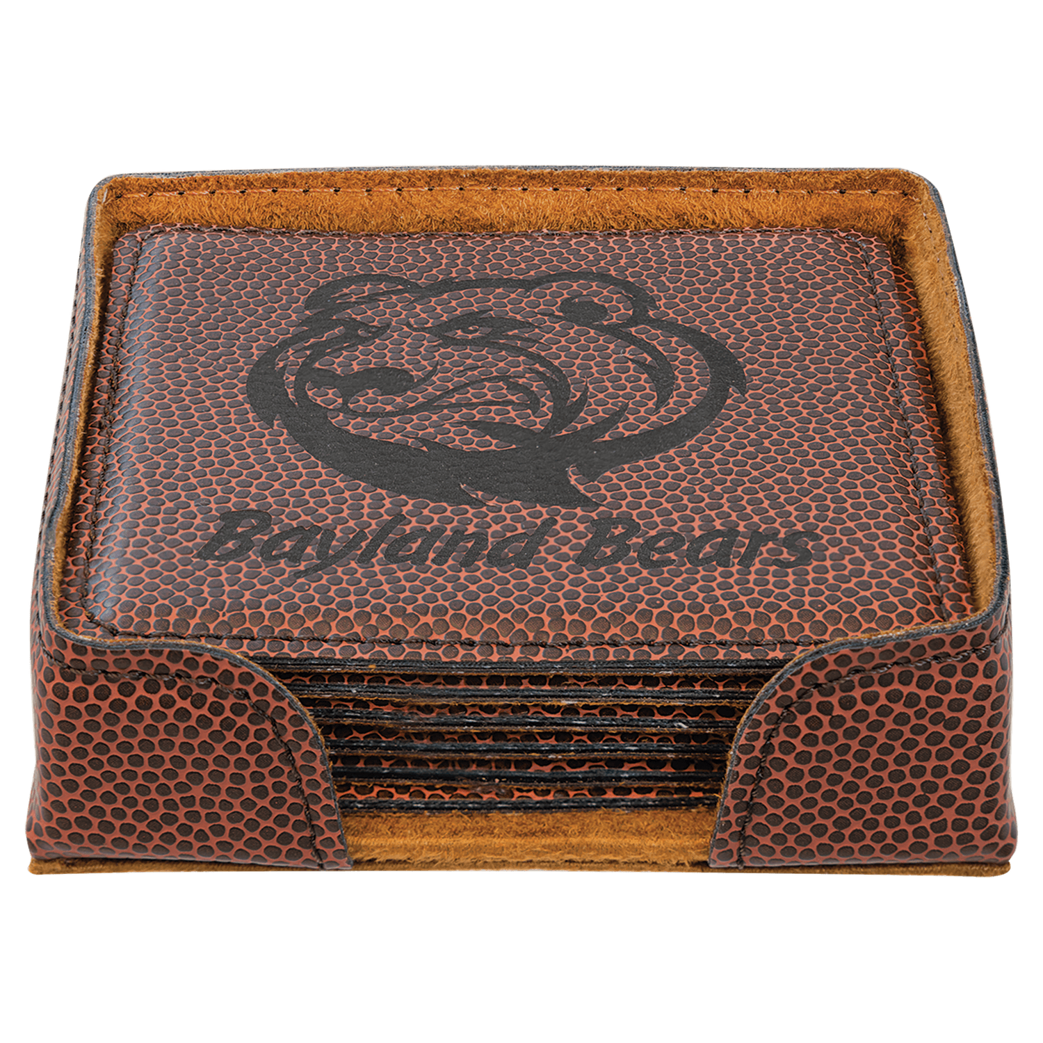 Football Leatherette Square 6 Coaster Set