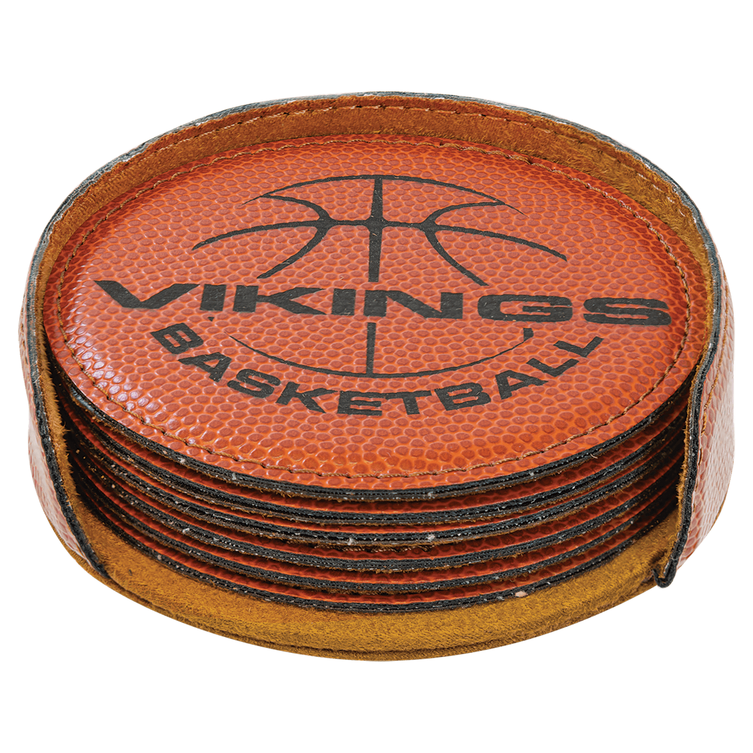 Basketball Leatherette Round 6 Coaster Set