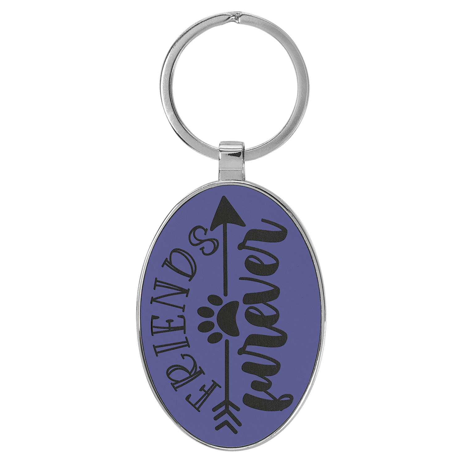 Purple Lasered Leatherette/Metal Oval Keychain