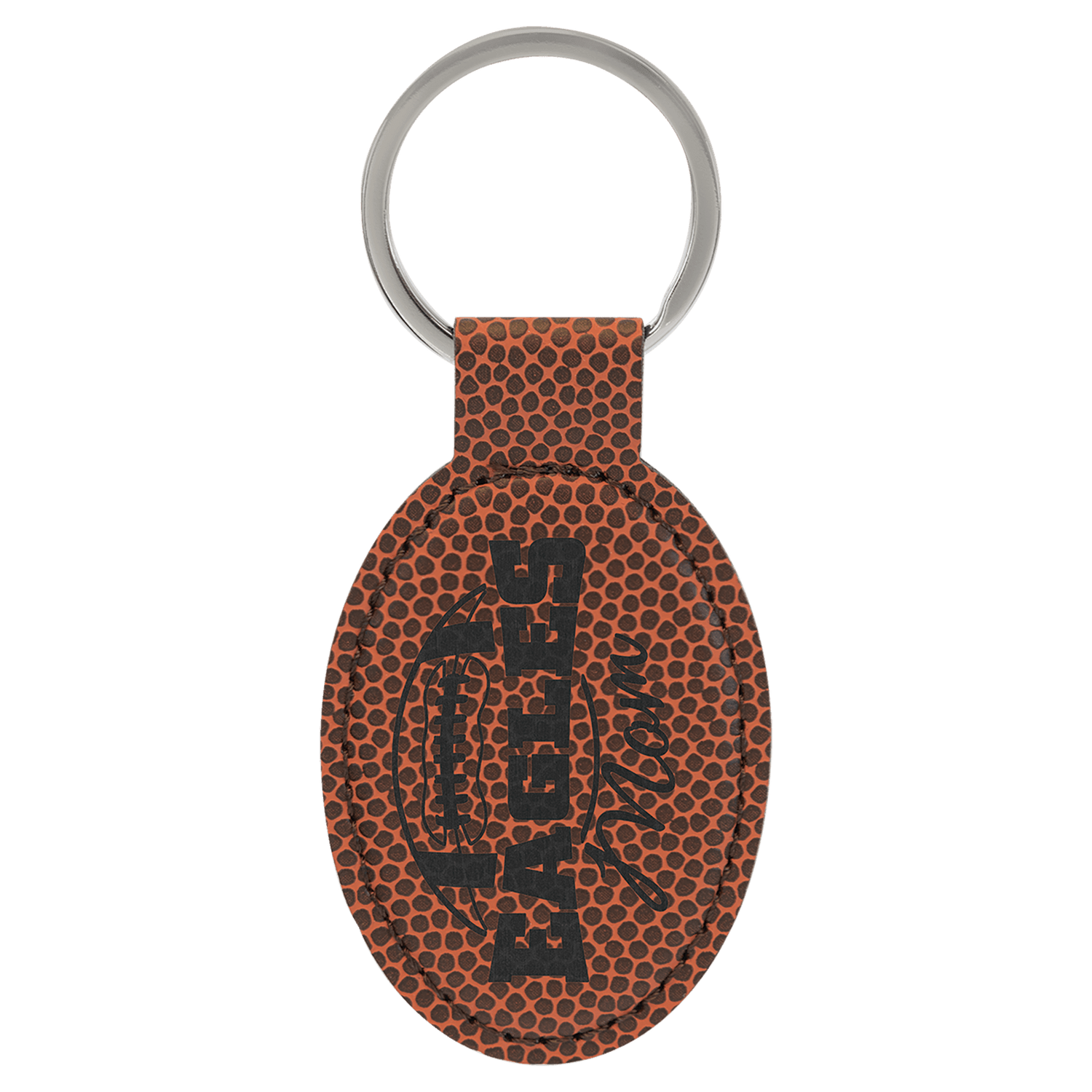 Football Leatherette Oval Keychain