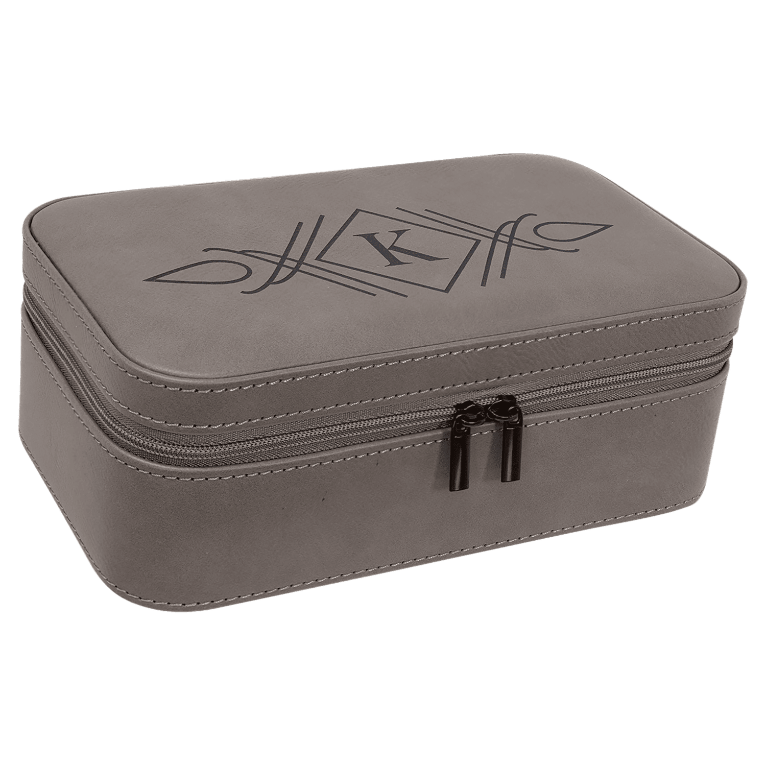 Gray Large Leatherette Jewelry Box