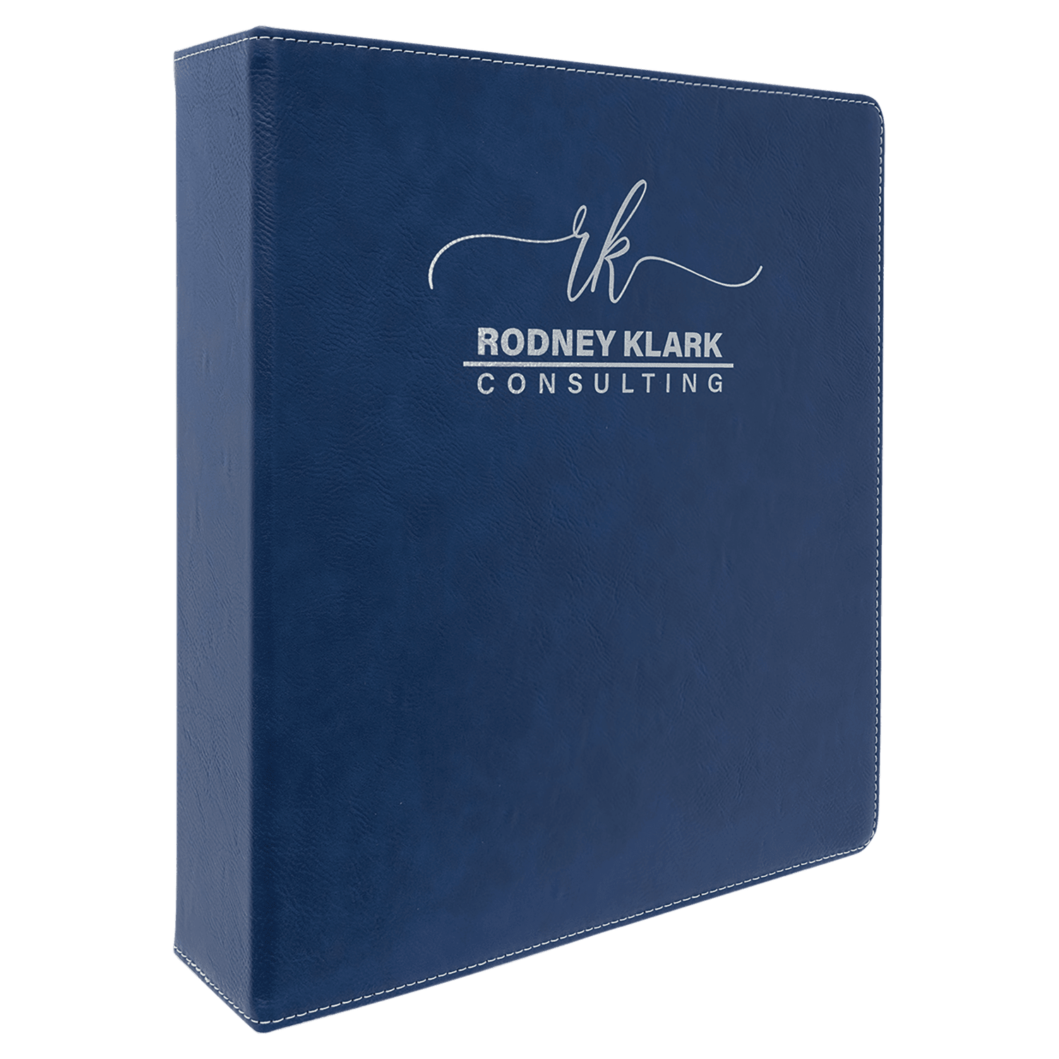 Blue/Silver Leatherette 3-Ring Binder with 2" Slant D Rings
