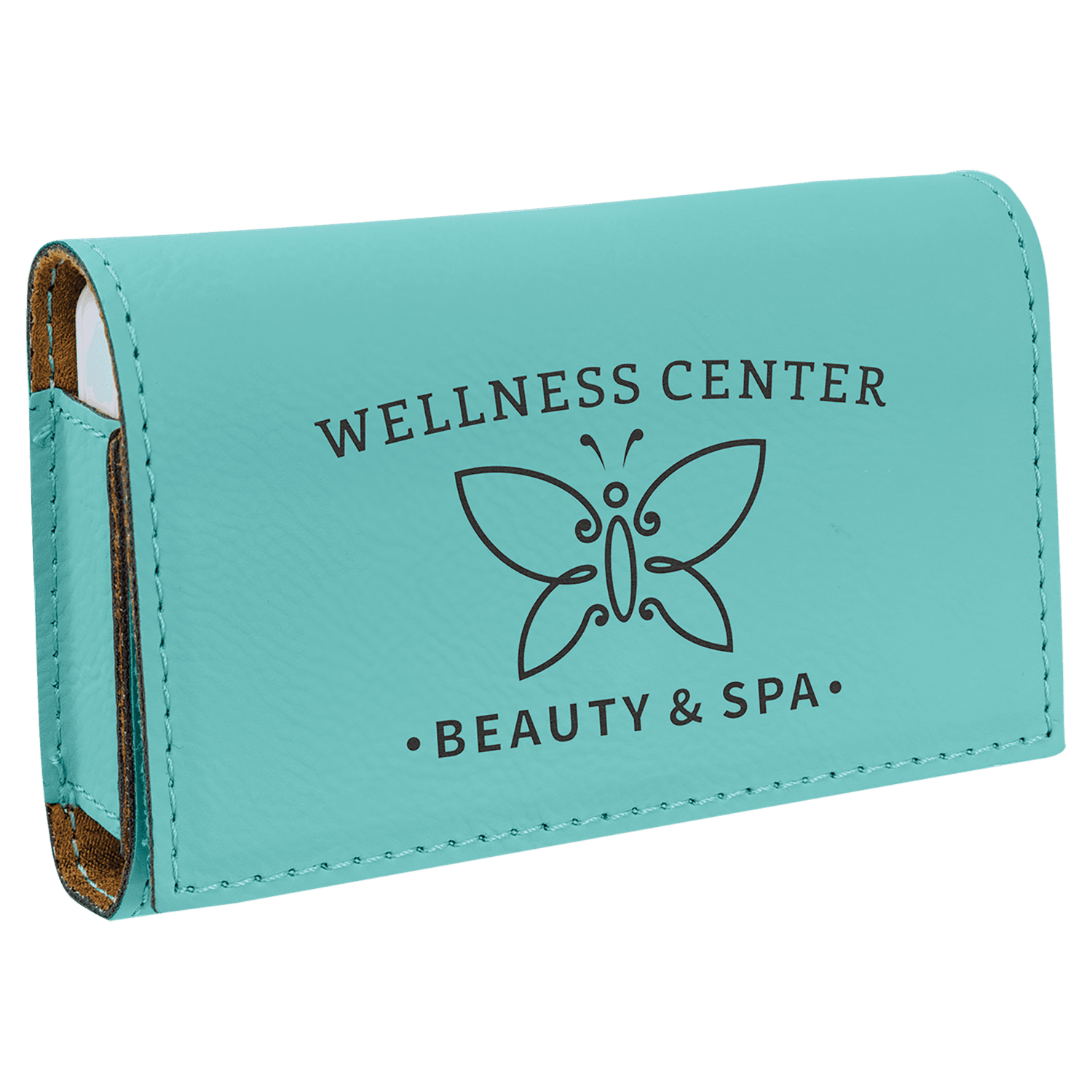 Teal Lasered Leatherette Pill Box with Separate Adjustable Containers