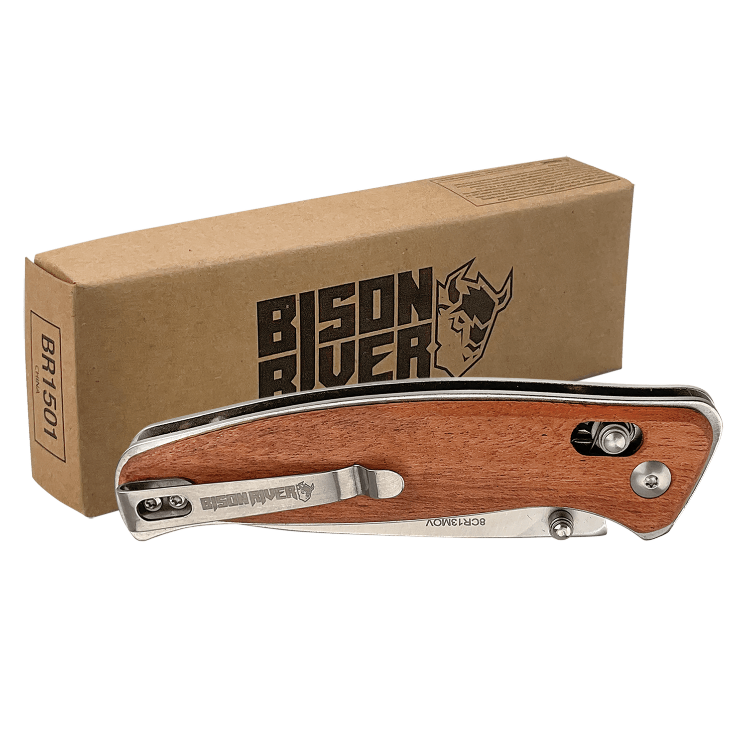 Wood Handle Button Lock Knife